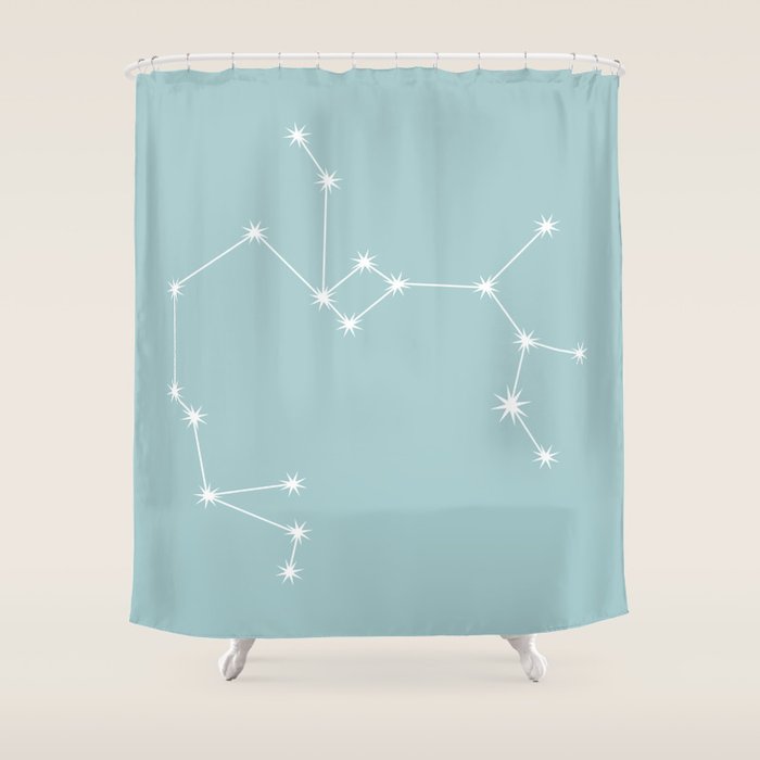 Sagittarius Zodiac Star Constellation Line Art Pastel Teal Shower Curtain Gallery Image 1