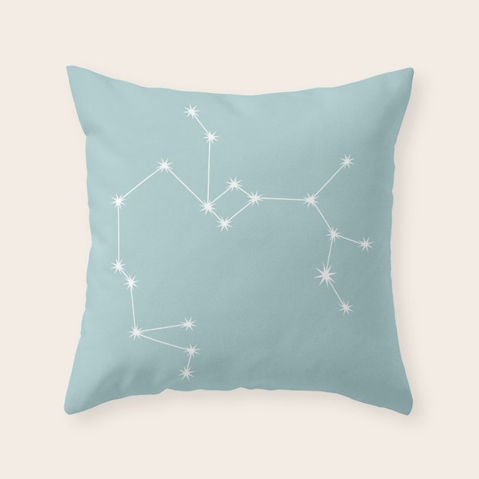 Sagittarius Zodiac Star Constellation Line Art Pastel Teal Throw Pillow Gallery Image 6