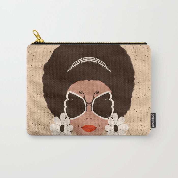 Afro Woman Portrait - Retro vibes  Carry All Pouch Gallery Image 1