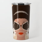 Afro Woman Portrait - Retro vibes  Travel Mug Gallery Image 1