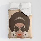 Afro Woman Portrait - Retro vibes  Comforter Gallery Image 6