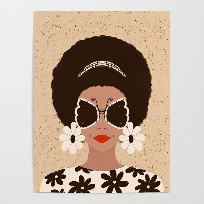 Afro Woman Portrait - Retro vibes  Poster Gallery Image 4