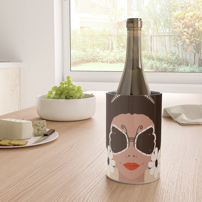 Afro Woman Portrait - Retro vibes  Wine Chiller Gallery Image 4