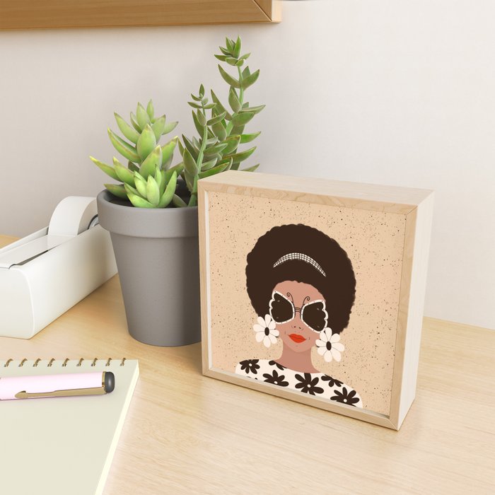 Afro Woman Portrait - Retro vibes  Mini Art Print Gallery Image 2