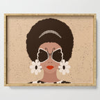 Afro Woman Portrait - Retro vibes  Serving Tray Gallery Image 1