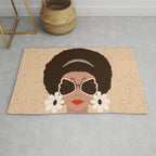 Afro Woman Portrait - Retro vibes  Rug Gallery Image 1