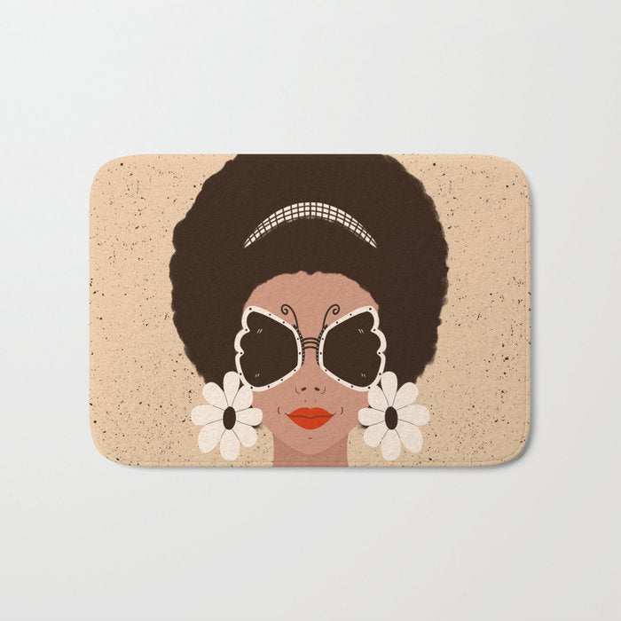 Afro Woman Portrait - Retro vibes  Bath Mat Gallery Image 1