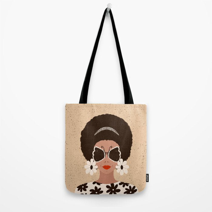 Afro Woman Portrait - Retro vibes  Tote Bag Gallery Image 2