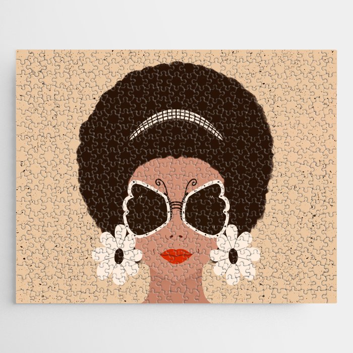 Afro Woman Portrait - Retro vibes  Jigsaw Puzzle Gallery Image 1