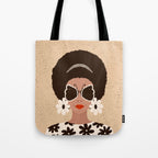 Afro Woman Portrait - Retro vibes  Tote Bag Gallery Image 1