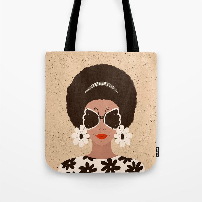 Afro Woman Portrait - Retro vibes  Tote Bag Gallery Image 1