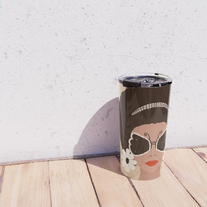 Afro Woman Portrait - Retro vibes  Travel Mug Gallery Image 4