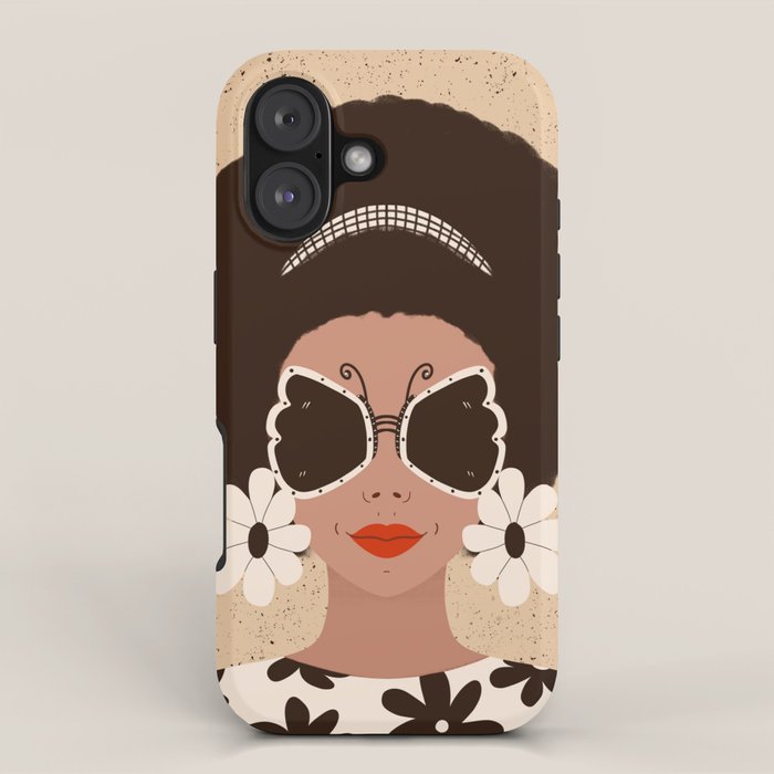 Afro Woman Portrait - Retro vibes  iPhone Case Gallery Image 1