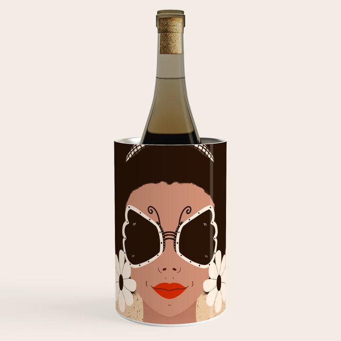 Afro Woman Portrait - Retro vibes  Wine Chiller Gallery Image 1