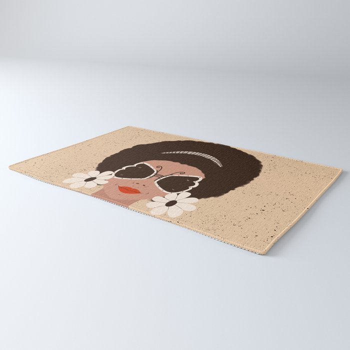 Afro Woman Portrait - Retro vibes  Rug Gallery Image 3