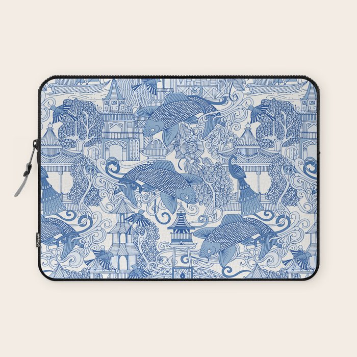 chinoiserie toile blue Laptop Sleeve Gallery Image 1