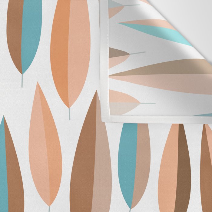Mid Mod Dancing Leaf Pattern in earthy Peach & Jade Wall Tapestry Gallery Image 3