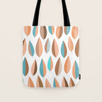Mid Mod Dancing Leaf Pattern in earthy Peach & Jade Tote Bag Gallery Image 1