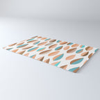 Mid Mod Dancing Leaf Pattern in earthy Peach & Jade Rug Gallery Image 3