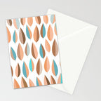 Mid Mod Dancing Leaf Pattern in earthy Peach & Jade Stationery Card Gallery Image 2