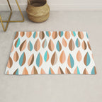 Mid Mod Dancing Leaf Pattern in earthy Peach & Jade Rug Gallery Image 1