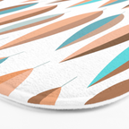 Mid Mod Dancing Leaf Pattern in earthy Peach & Jade Bath Mat Gallery Image 3