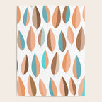 Mid Mod Dancing Leaf Pattern in earthy Peach & Jade Poster Gallery Image 4