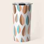 Mid Mod Dancing Leaf Pattern in earthy Peach & Jade Travel Mug Gallery Image 1