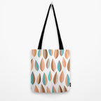 Mid Mod Dancing Leaf Pattern in earthy Peach & Jade Tote Bag Gallery Image 2