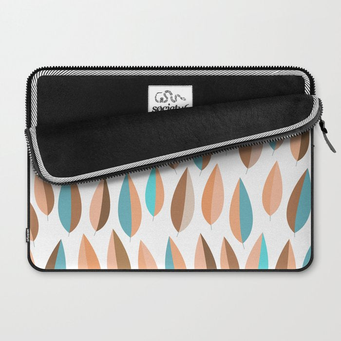 Mid Mod Dancing Leaf Pattern in earthy Peach & Jade Laptop Sleeve Gallery Image 2