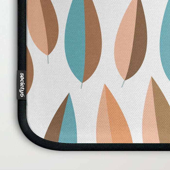 Mid Mod Dancing Leaf Pattern in earthy Peach & Jade Laptop Sleeve Gallery Image 3