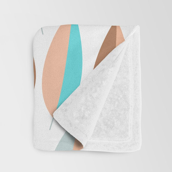 Mid Mod Dancing Leaf Pattern in earthy Peach & Jade Throw Blanket Gallery Image 3