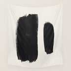Mid Century Modern Minimalist Abstract Art Brush Strokes Black & White Ink Art Brush Strokes Wall Tapestry Gallery Image 4