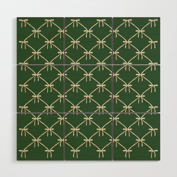 Bows & Ribbons Pattern XXV Dark Forest Green Wood Wall Art Gallery Image 1