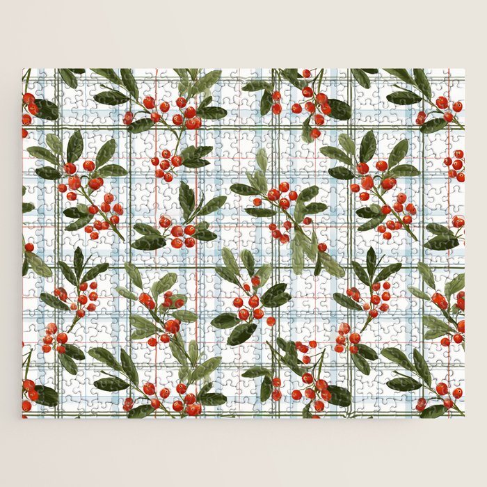 Festive Berries on Tartan Jigsaw Puzzle Gallery Image 1