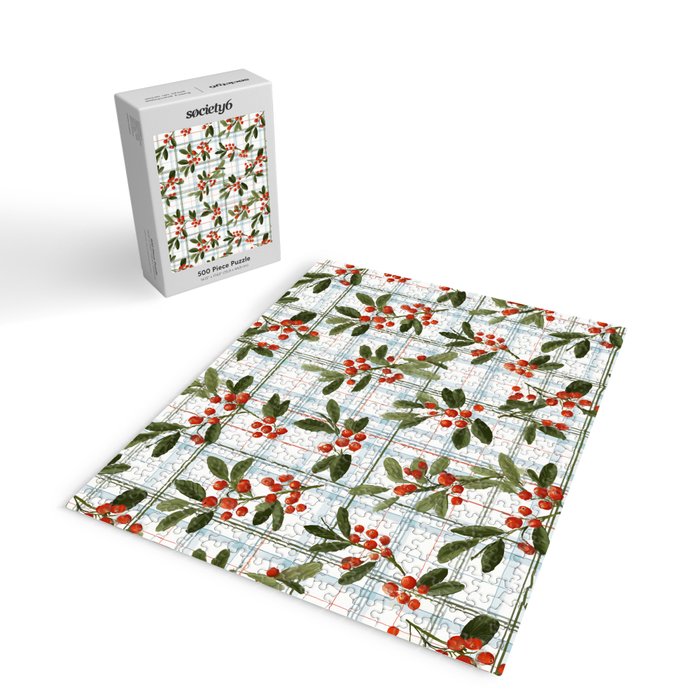 Festive Berries on Tartan Jigsaw Puzzle Gallery Image 2
