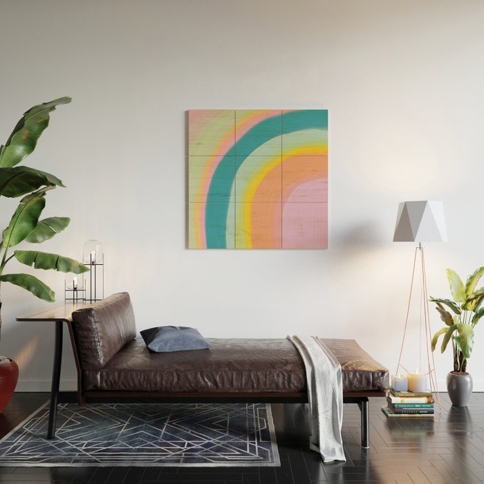 Painted Pastel Rainbow Wood Wall Art Gallery Image 2