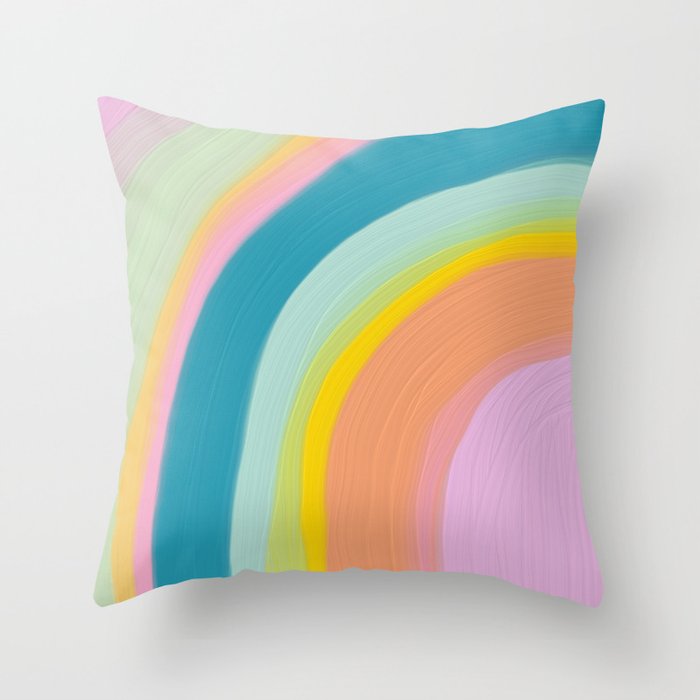 Painted Pastel Rainbow Throw Pillow Gallery Image 6