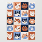Colorful checkered cat pattern Poster Gallery Image 4