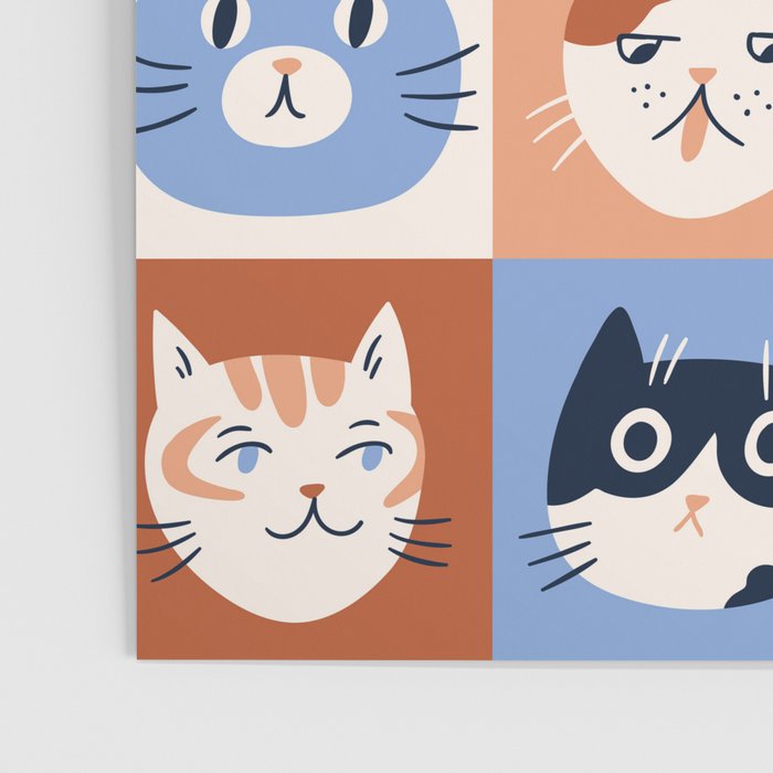 Colorful checkered cat pattern Poster Gallery Image 3