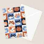 Colorful checkered cat pattern Stationery Card Gallery Image 2