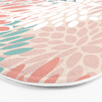 Festive, Floral Prints, Teal, Peach, Coral Bath Mat Gallery Image 3