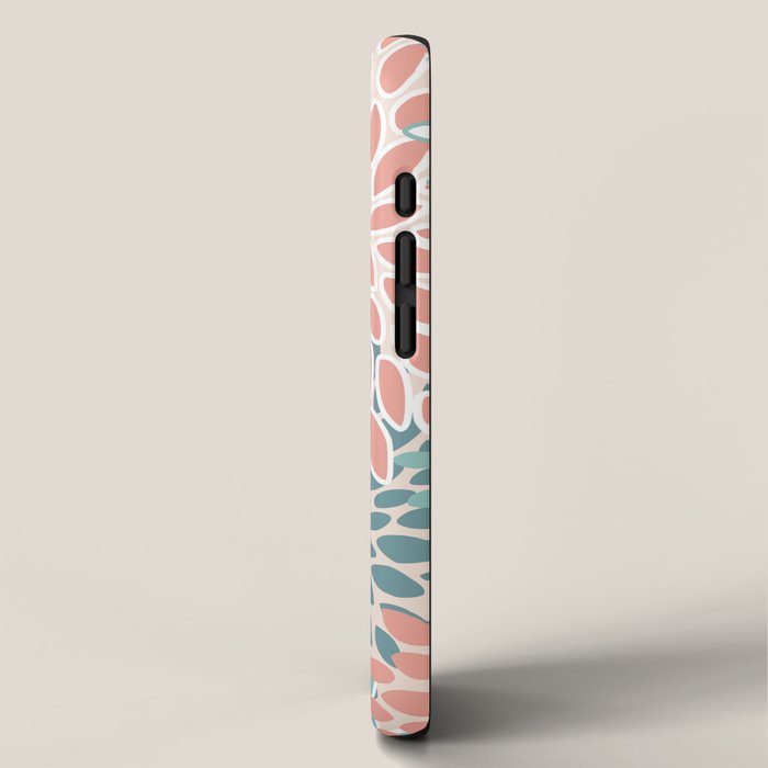 Festive, Floral Prints, Teal, Peach, Coral iPhone Case Gallery Image 2