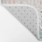 Festive, Floral Prints, Teal, Peach, Coral Bath Mat Gallery Image 2