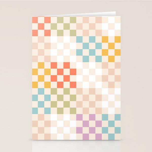 Retro Pastel Check Pattern Stationery Card Gallery Image 2