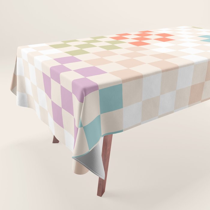 Retro Pastel Check Pattern Tablecloth Gallery Image 1