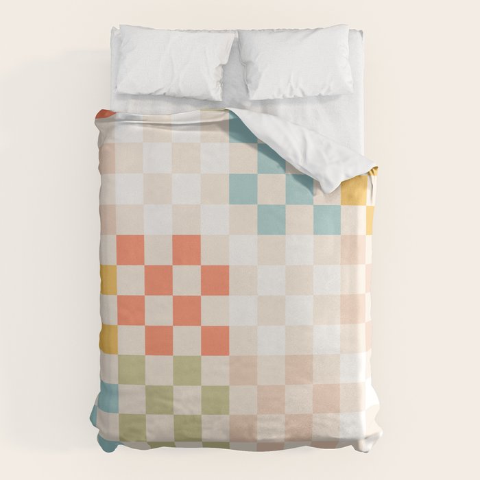 Retro Pastel Check Pattern Duvet Cover