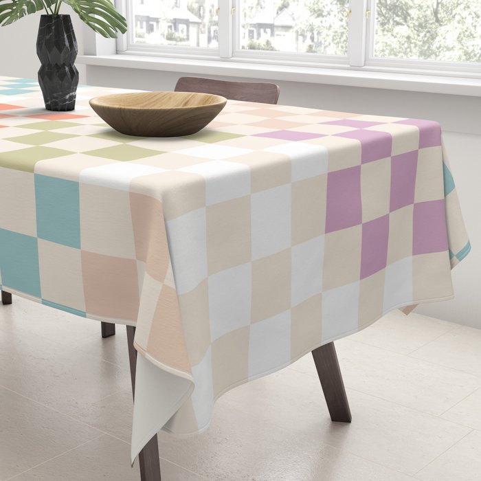 Retro Pastel Check Pattern Tablecloth Gallery Image 3