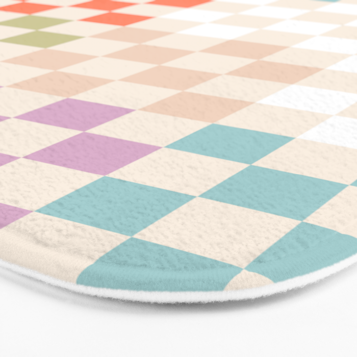 Retro Pastel Check Pattern Bath Mat Gallery Image 3
