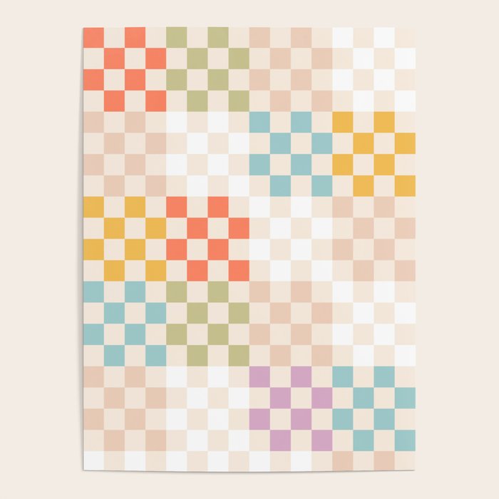 Retro Pastel Check Pattern Poster Gallery Image 1